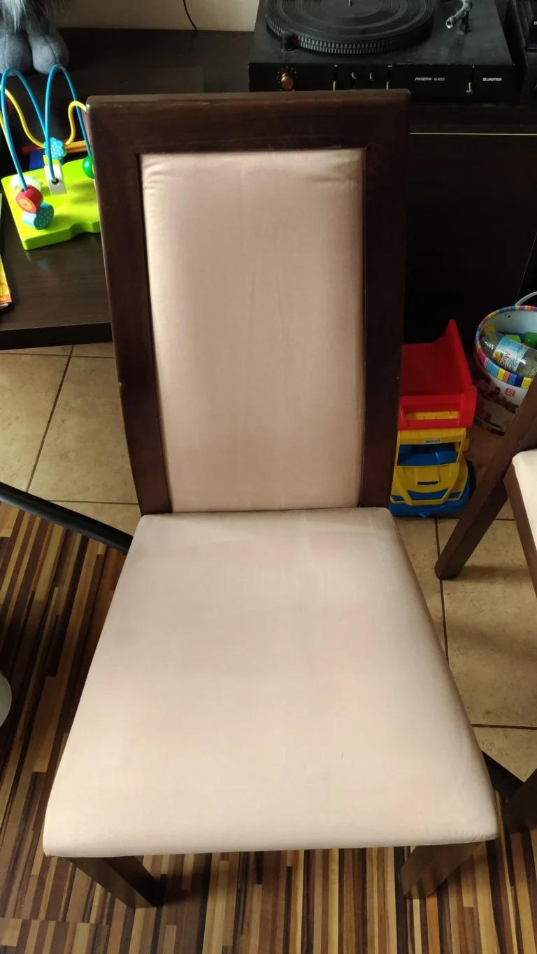 Na zdjęciu czyste wyprane odkurzaczem piorącym krzesło