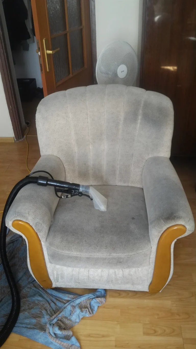 Brudny fotel przed wyczyszczeniem